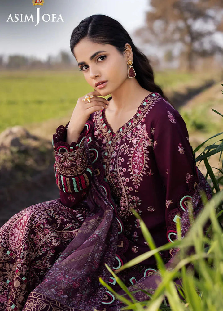 Asim Jofa Embroidered Lawn Suits Unstitched 3 Piece AJ25LL AJELL-12-UNS - Summer Collection