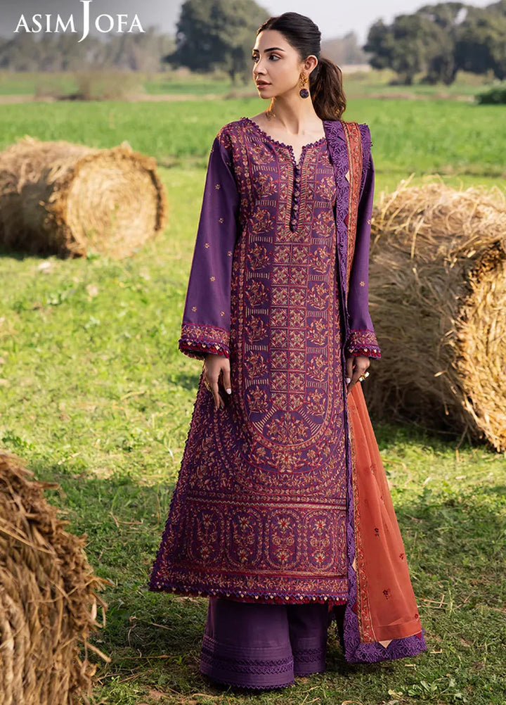 Asim Jofa Embroidered Lawn Suits Unstitched 3 Piece AJ25LL AJELL-13-UNS - Summer Collection