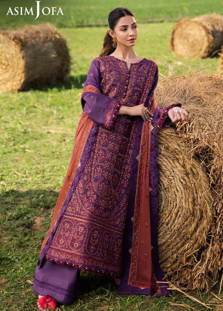 Asim Jofa Embroidered Lawn Suits Unstitched 3 Piece AJ25LL AJELL-13-UNS - Summer Collection