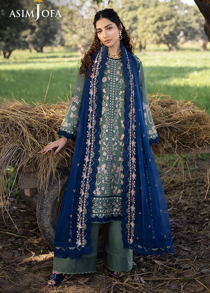 Asim Jofa Embroidered Lawn Suits Unstitched 3 Piece AJ25LL AJELL-14-UNS - Summer Collection