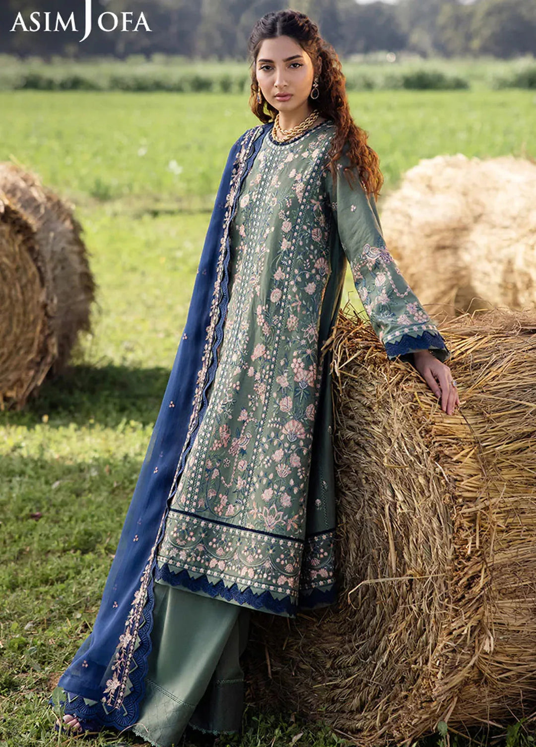 Asim Jofa Embroidered Lawn Suits Unstitched 3 Piece AJ25LL AJELL-14-UNS - Summer Collection