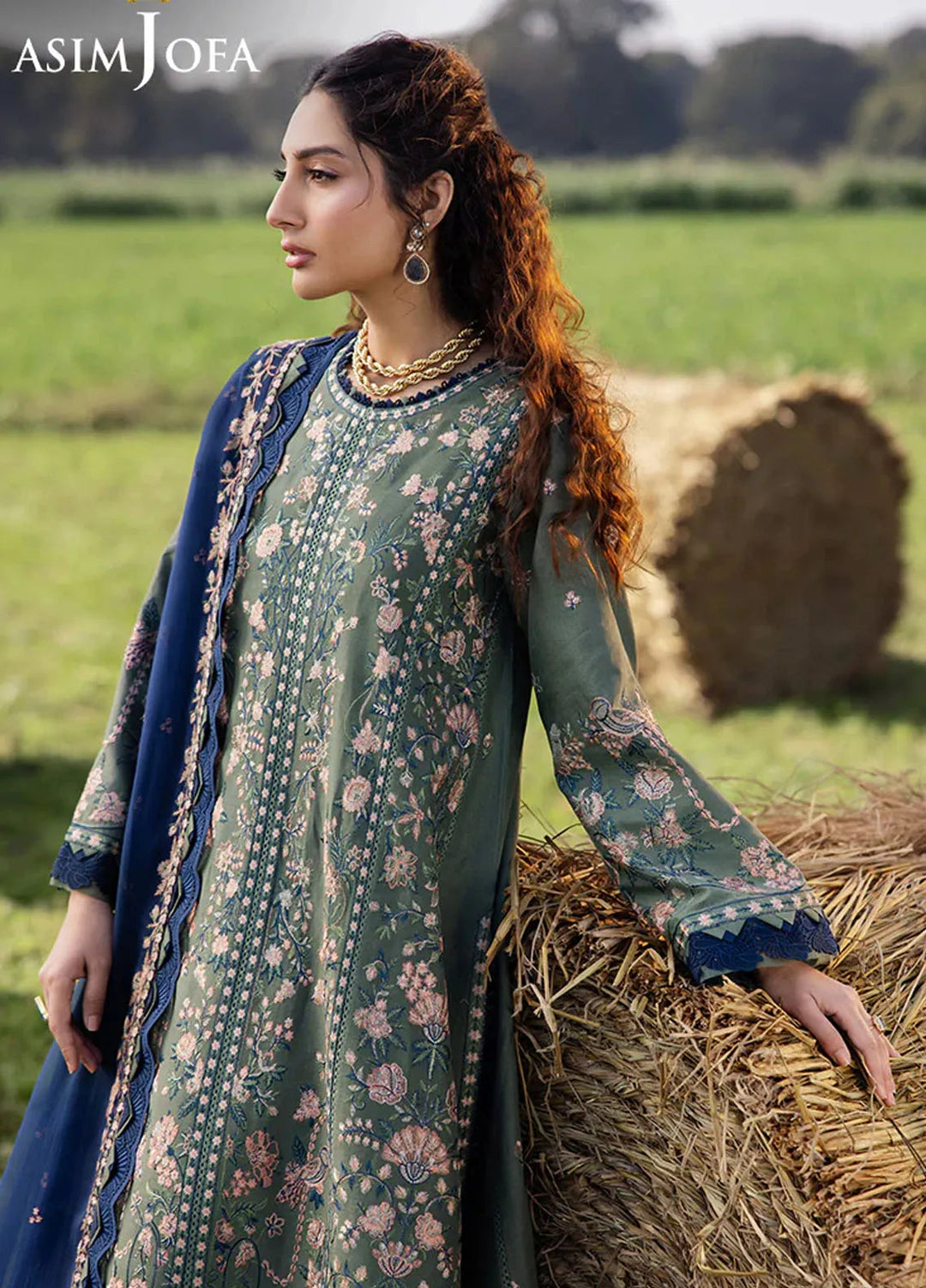 Asim Jofa Embroidered Lawn Suits Unstitched 3 Piece AJ25LL AJELL-14-UNS - Summer Collection