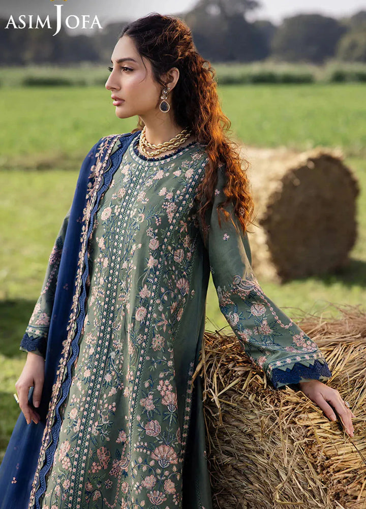 Asim Jofa Embroidered Lawn Suits Unstitched 3 Piece AJ25LL AJELL-14-UNS - Summer Collection