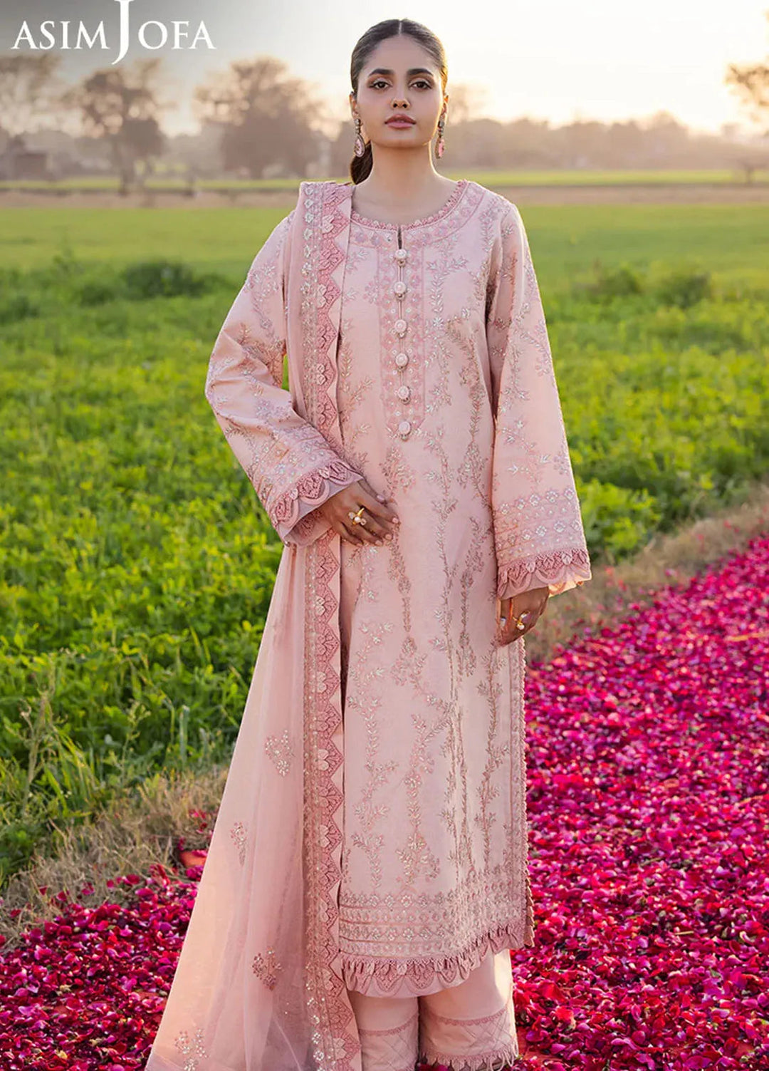 Asim Jofa Embroidered Lawn Suits Unstitched 3 Piece AJ25LL AJELL-15-UNS - Summer Collection