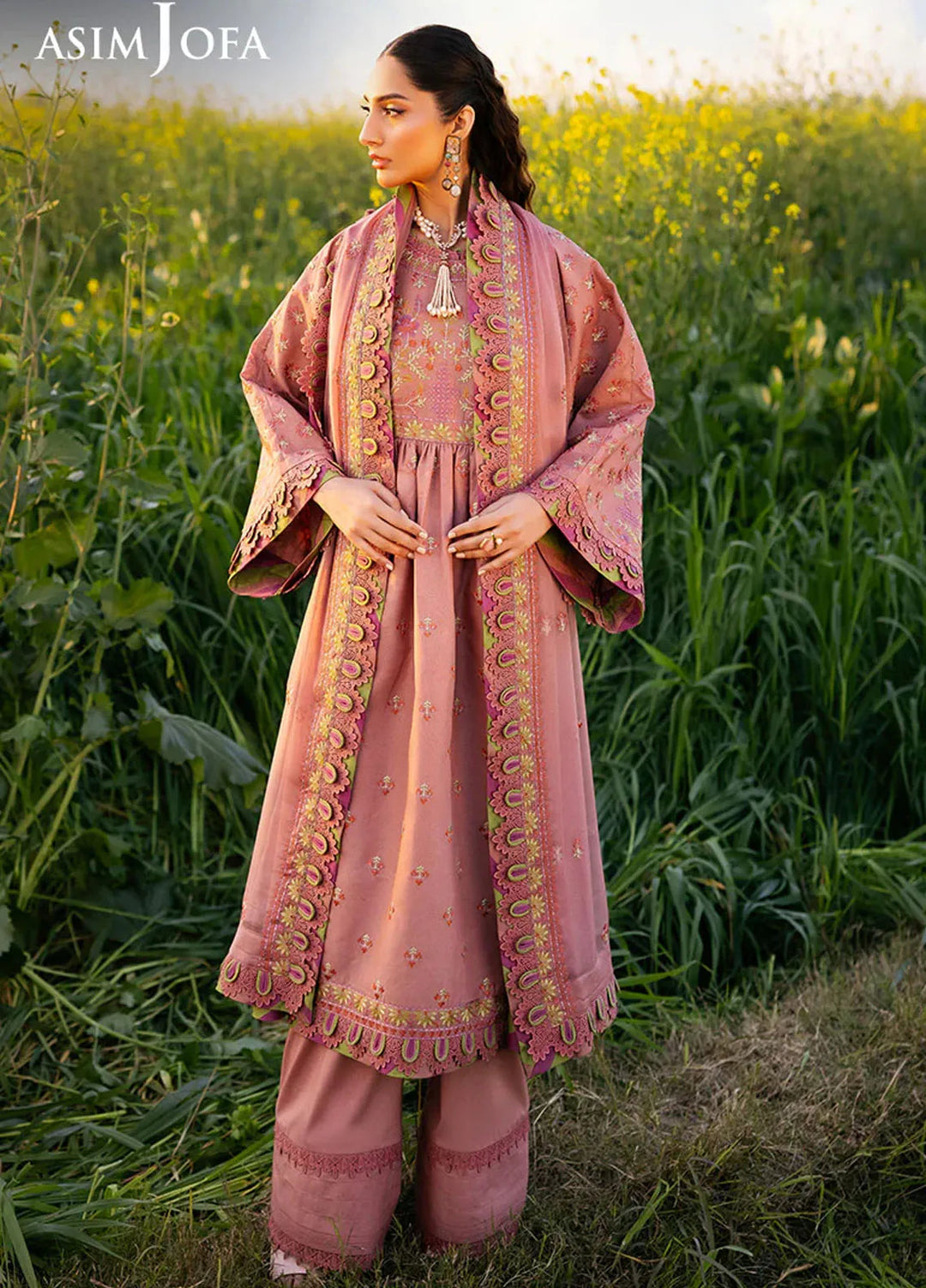 Asim Jofa Embroidered Lawn Suits Unstitched 3 Piece AJ25LL AJELL-16-UNS - Summer Collection
