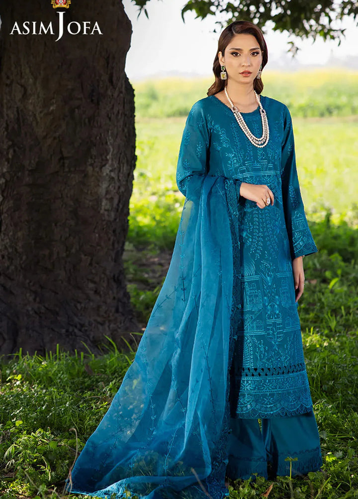 Asim Jofa Embroidered Lawn Suits Unstitched 3 Piece AJ25LL AJELL-17-UNS - Summer Collection
