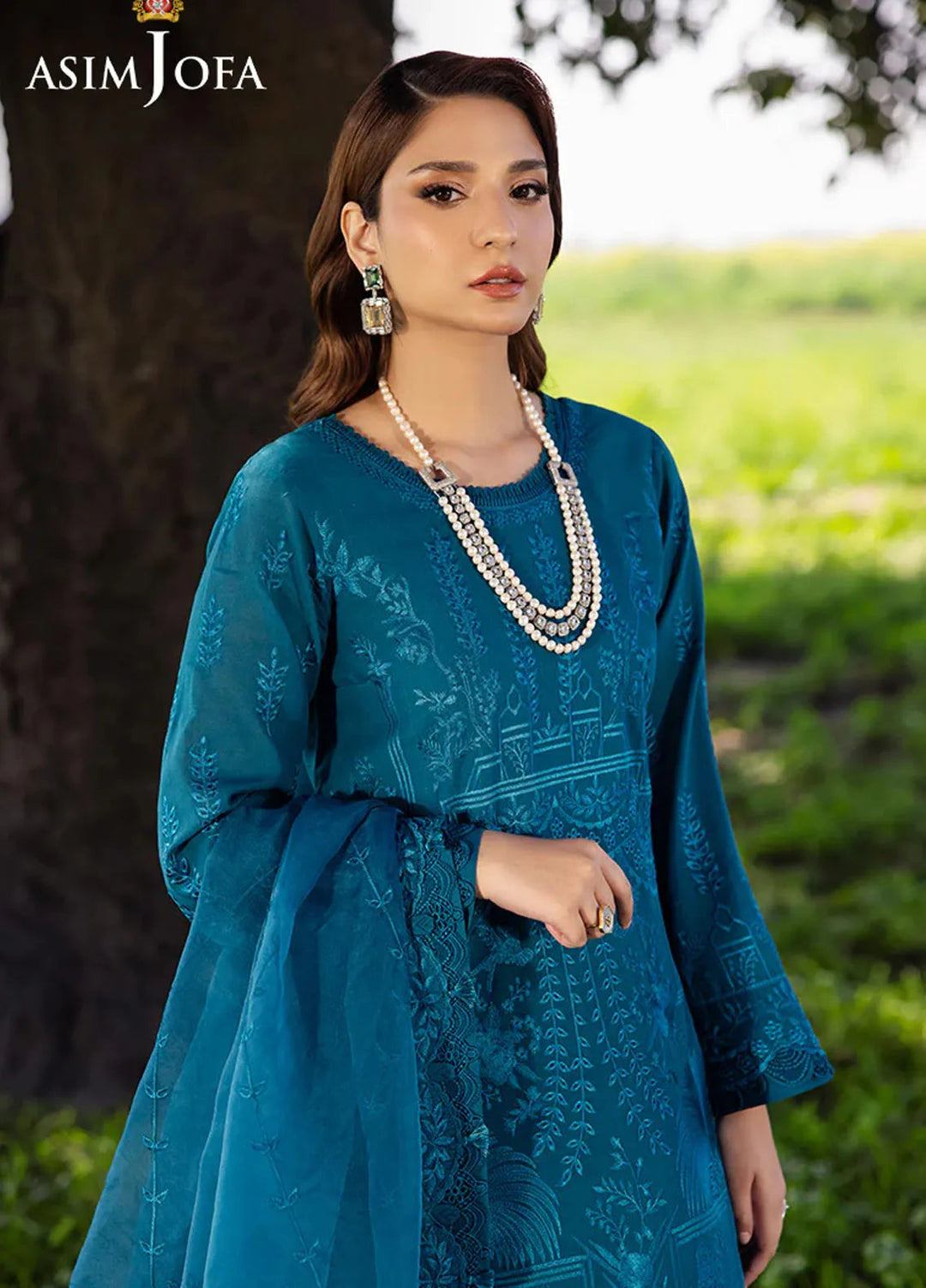 Asim Jofa Embroidered Lawn Suits Unstitched 3 Piece AJ25LL AJELL-17-UNS - Summer Collection