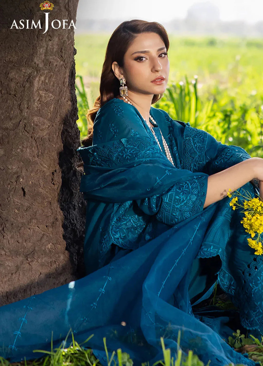 Asim Jofa Embroidered Lawn Suits Unstitched 3 Piece AJ25LL AJELL-17-UNS - Summer Collection