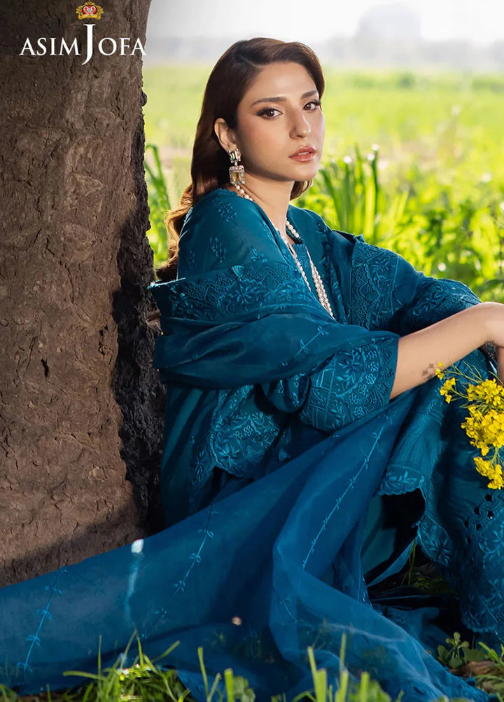 Asim Jofa Embroidered Lawn Suits Unstitched 3 Piece AJ25LL AJELL-17-UNS - Summer Collection