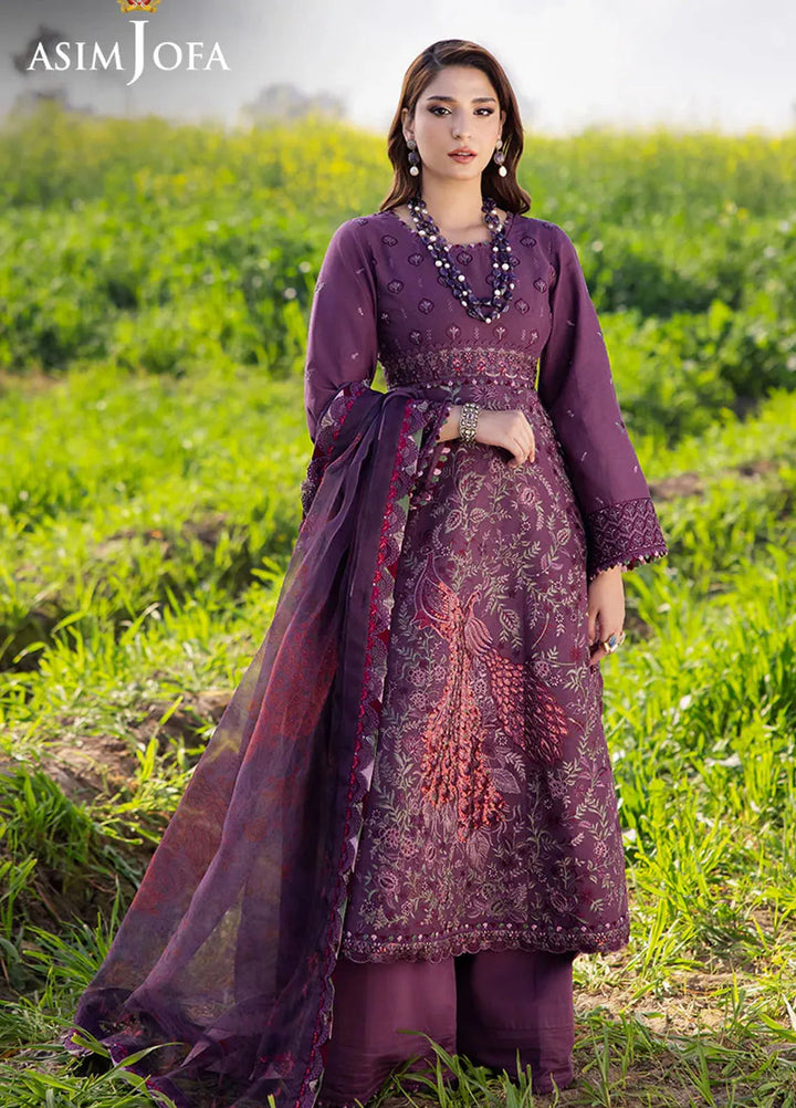 Asim Jofa Embroidered Lawn Suits Unstitched 3 Piece AJ25LL AJELL-18-UNS - Summer Collection