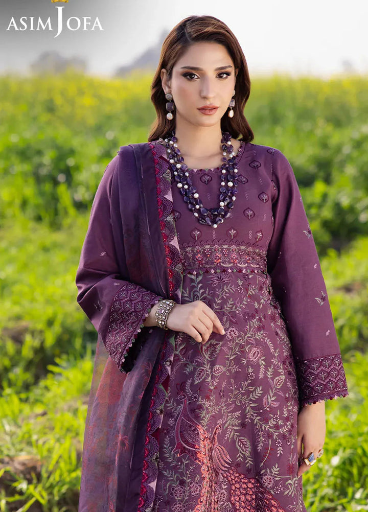 Asim Jofa Embroidered Lawn Suits Unstitched 3 Piece AJ25LL AJELL-18-UNS - Summer Collection