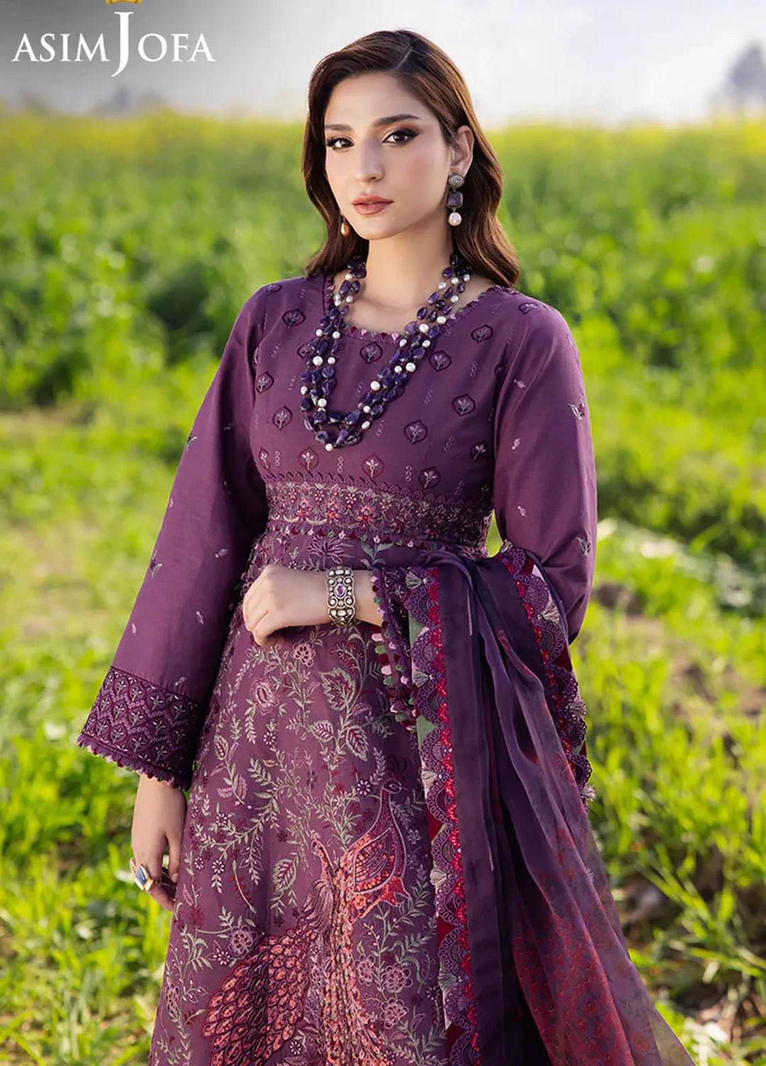 Asim Jofa Embroidered Lawn Suits Unstitched 3 Piece AJ25LL AJELL-18-UNS - Summer Collection