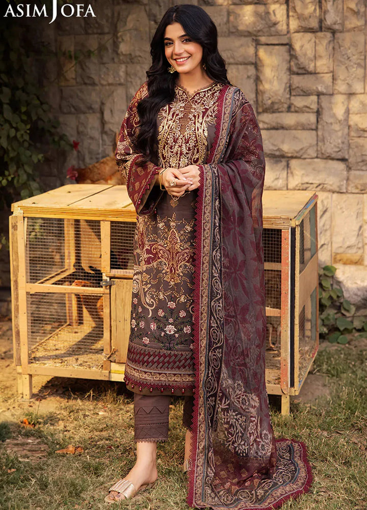 Asim Jofa Embroidered Lawn Suits Unstitched 3 Piece AJ25P4 AJUBJ-01 - Summer Collection