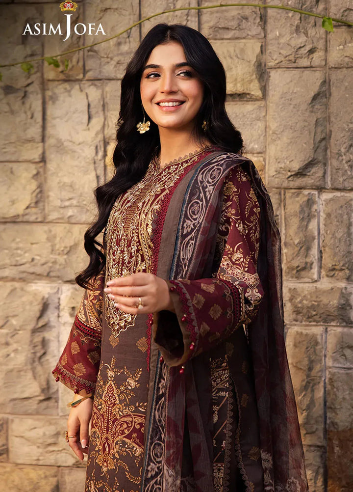 Asim Jofa Embroidered Lawn Suits Unstitched 3 Piece AJ25P4 AJUBJ-01 - Summer Collection