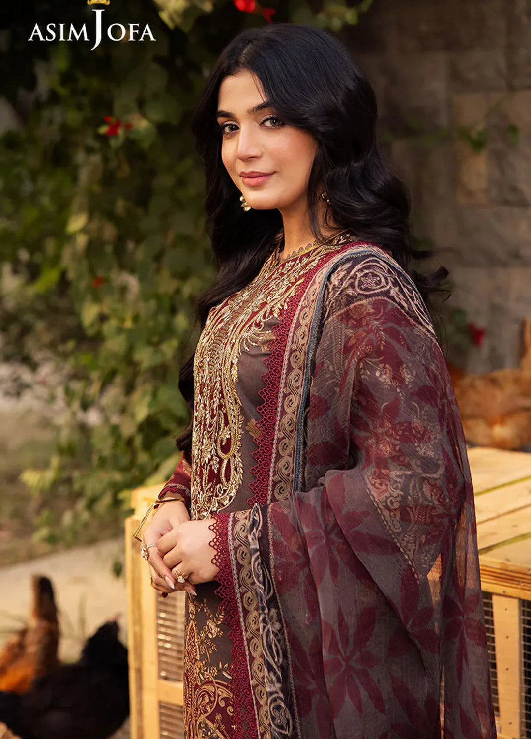 Asim Jofa Embroidered Lawn Suits Unstitched 3 Piece AJ25P4 AJUBJ-01 - Summer Collection