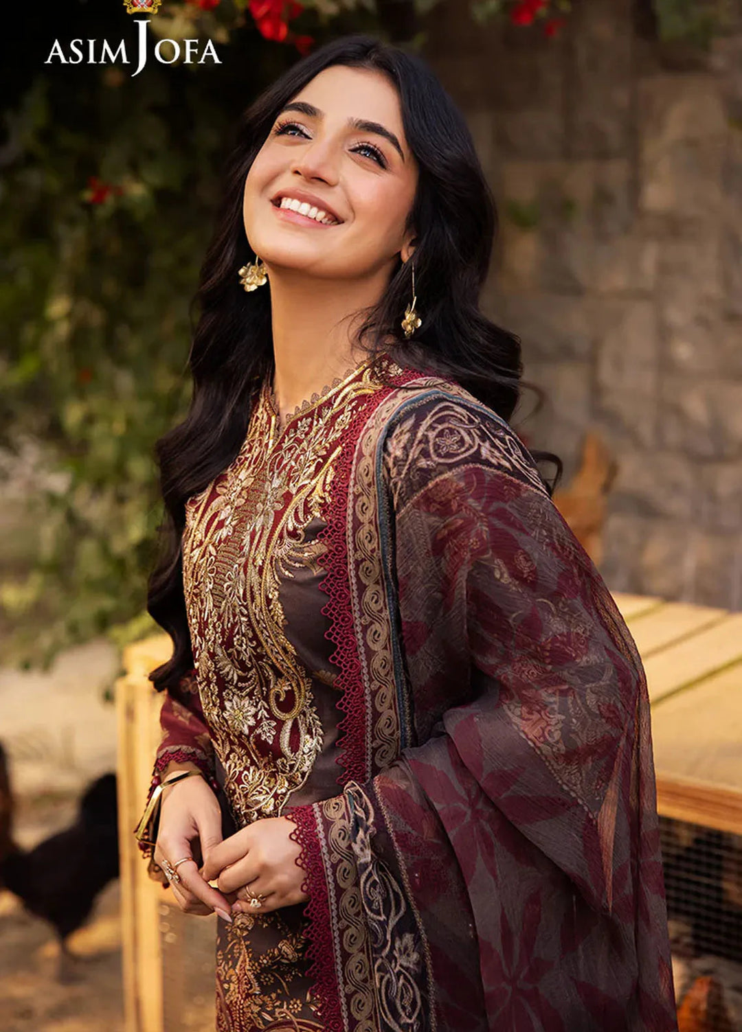 Asim Jofa Embroidered Lawn Suits Unstitched 3 Piece AJ25P4 AJUBJ-01 - Summer Collection