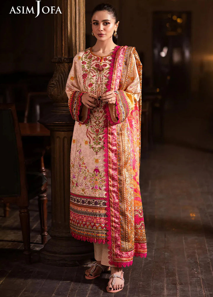 Asim Jofa Embroidered Lawn Suits Unstitched 3 Piece AJ25P4 AJUBJ-02 - Summer Collection