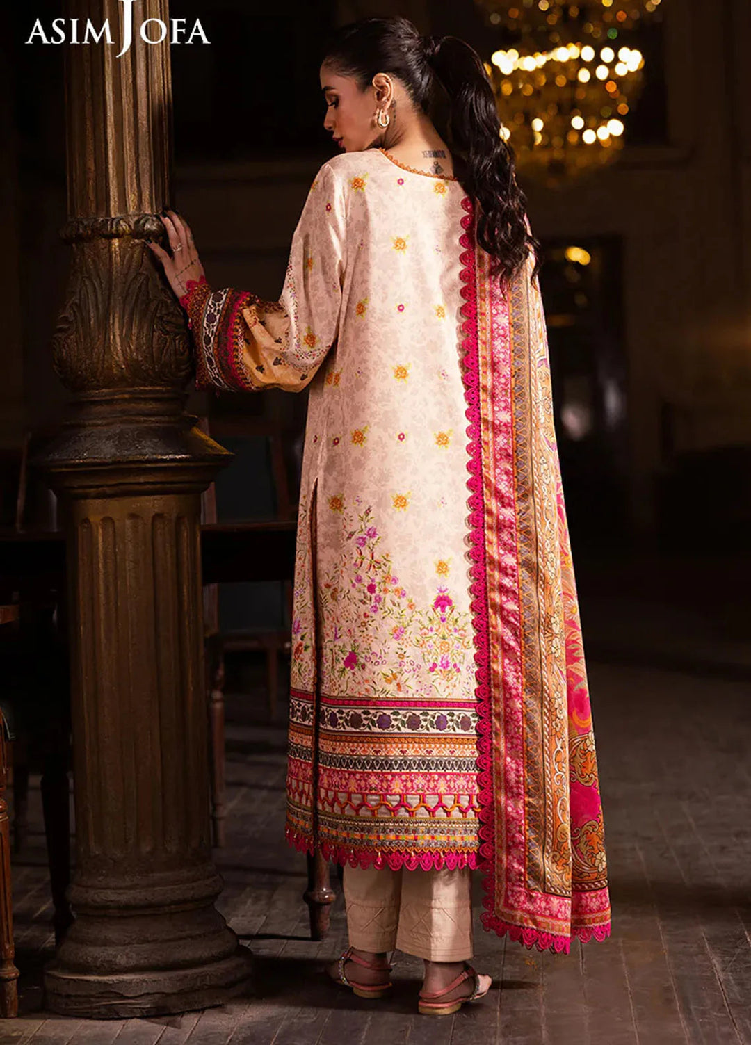 Asim Jofa Embroidered Lawn Suits Unstitched 3 Piece AJ25P4 AJUBJ-02 - Summer Collection