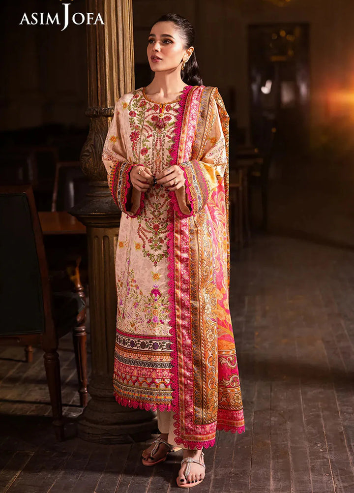 Asim Jofa Embroidered Lawn Suits Unstitched 3 Piece AJ25P4 AJUBJ-02 - Summer Collection