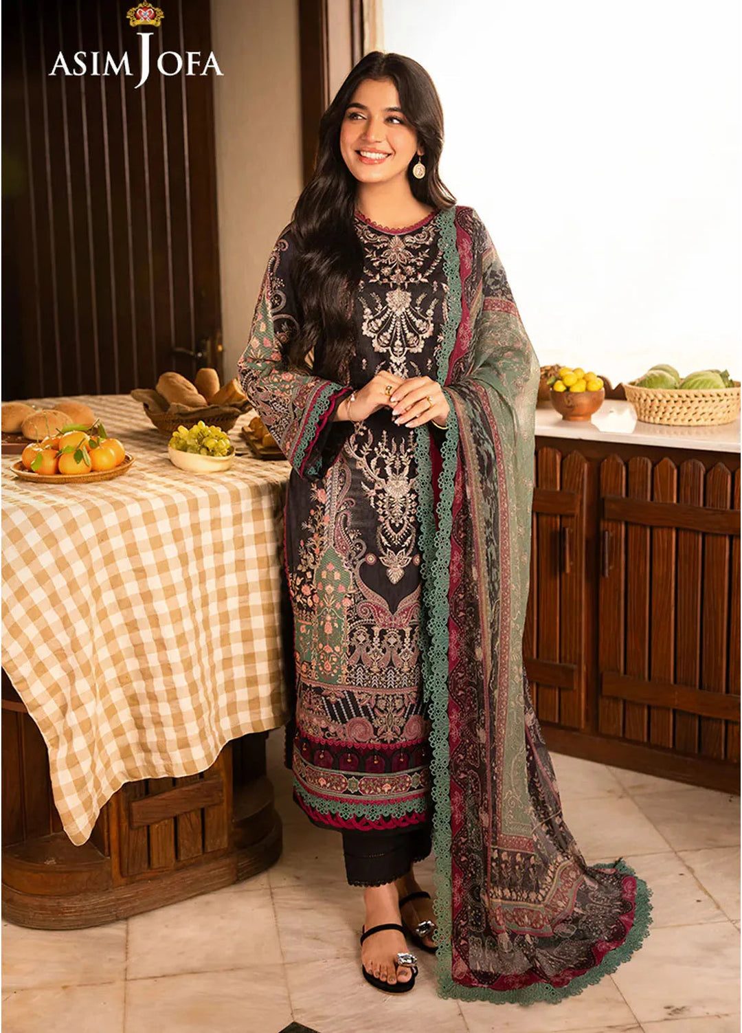 Asim Jofa Embroidered Lawn Suits Unstitched 3 Piece AJ25P4 AJUBJ-03 - Summer Collection