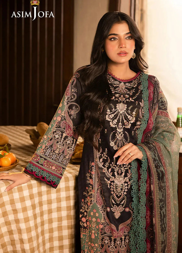 Asim Jofa Embroidered Lawn Suits Unstitched 3 Piece AJ25P4 AJUBJ-03 - Summer Collection