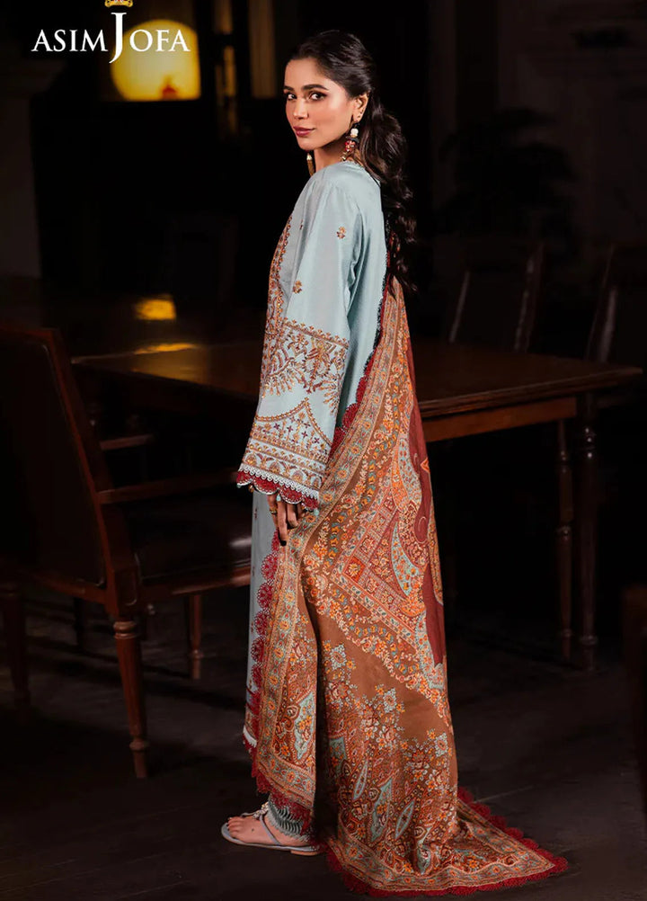 Asim Jofa Embroidered Lawn Suits Unstitched 3 Piece AJ25P4 AJUBJ-11 - Summer Collection