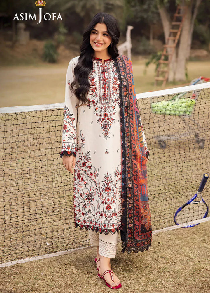 Asim Jofa Embroidered Lawn Suits Unstitched 3 Piece AJ25P4 AJUBJ-14 - Summer Collection