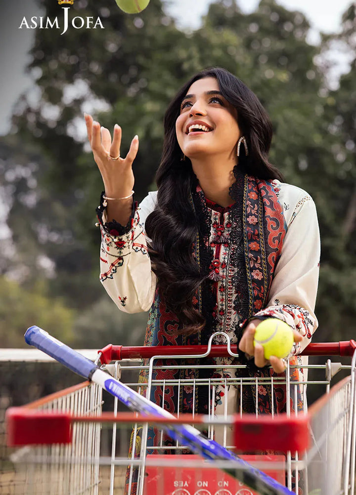 Asim Jofa Embroidered Lawn Suits Unstitched 3 Piece AJ25P4 AJUBJ-14 - Summer Collection