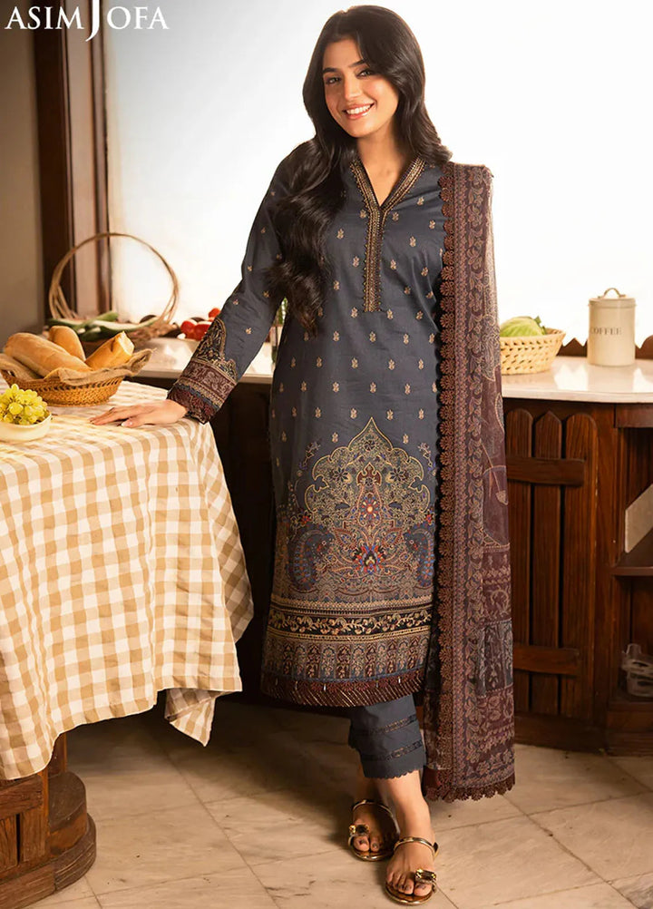 Asim Jofa Embroidered Lawn Suits Unstitched 3 Piece AJ25P5 AJUBJ-04 - Summer Collection