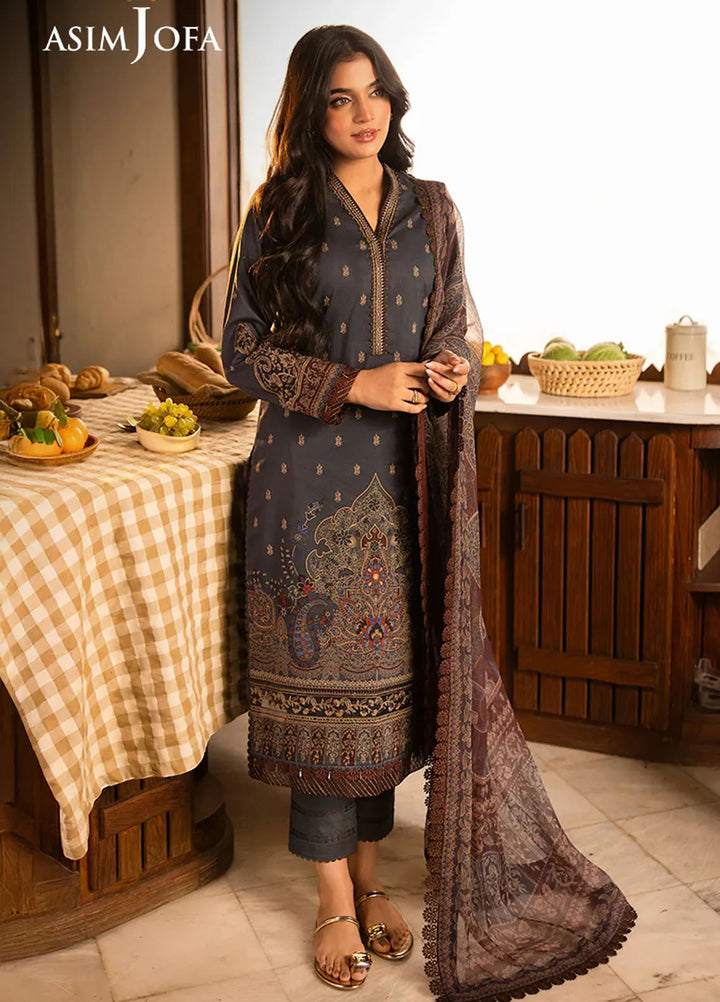 Asim Jofa Embroidered Lawn Suits Unstitched 3 Piece AJ25P5 AJUBJ-04 - Summer Collection