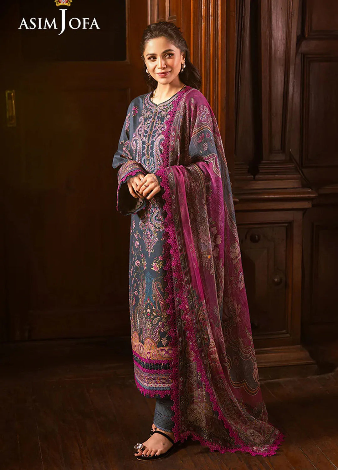 Asim Jofa Embroidered Lawn Suits Unstitched 3 Piece AJ25P5 AJUBJ-05 - Summer Collection