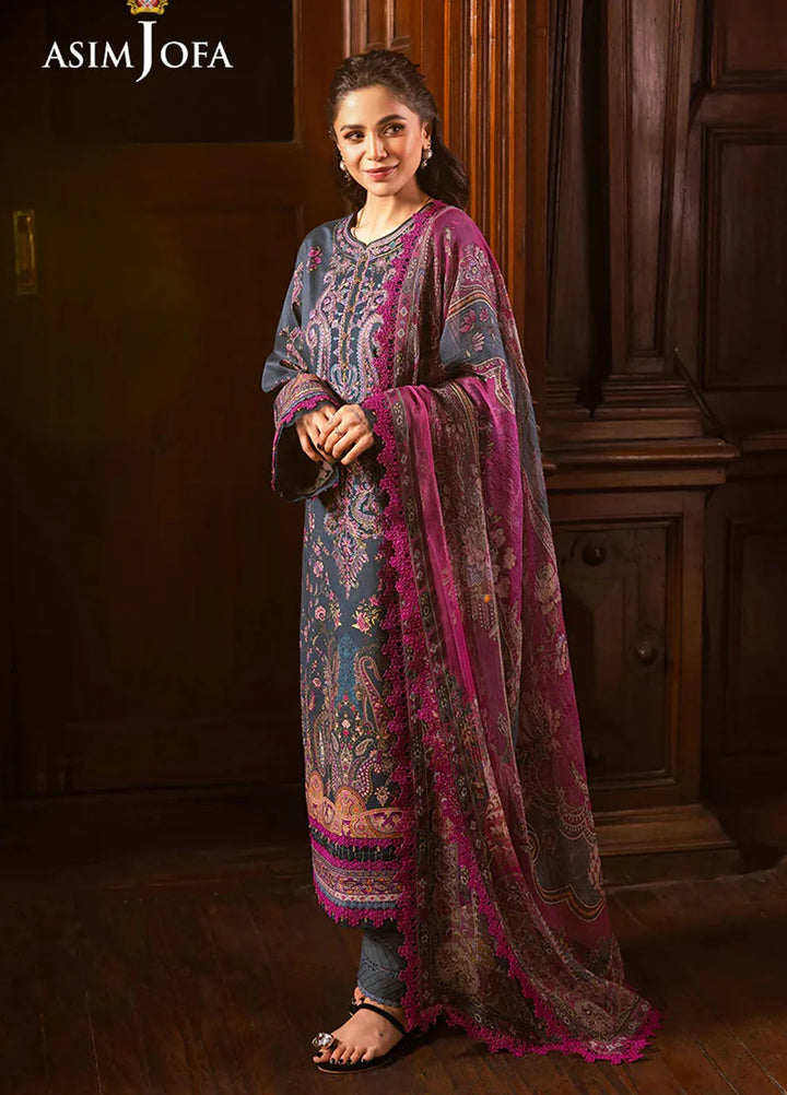 Asim Jofa Embroidered Lawn Suits Unstitched 3 Piece AJ25P5 AJUBJ-05 - Summer Collection