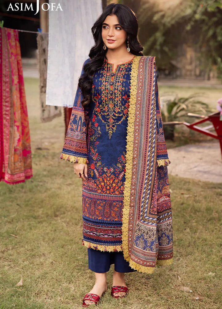 Asim Jofa Embroidered Lawn Suits Unstitched 3 Piece AJ25P5 AJUBJ-08 - Summer Collection