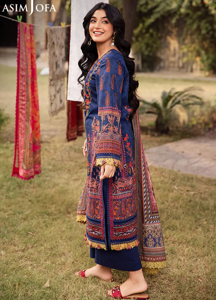 Asim Jofa Embroidered Lawn Suits Unstitched 3 Piece AJ25P5 AJUBJ-08 - Summer Collection