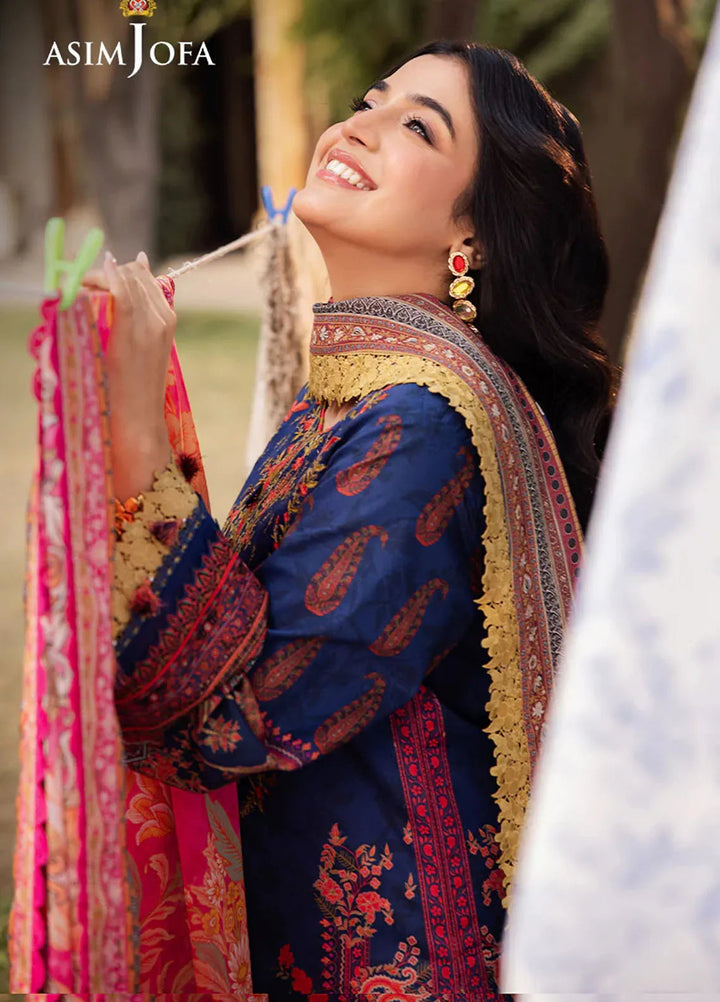 Asim Jofa Embroidered Lawn Suits Unstitched 3 Piece AJ25P5 AJUBJ-08 - Summer Collection