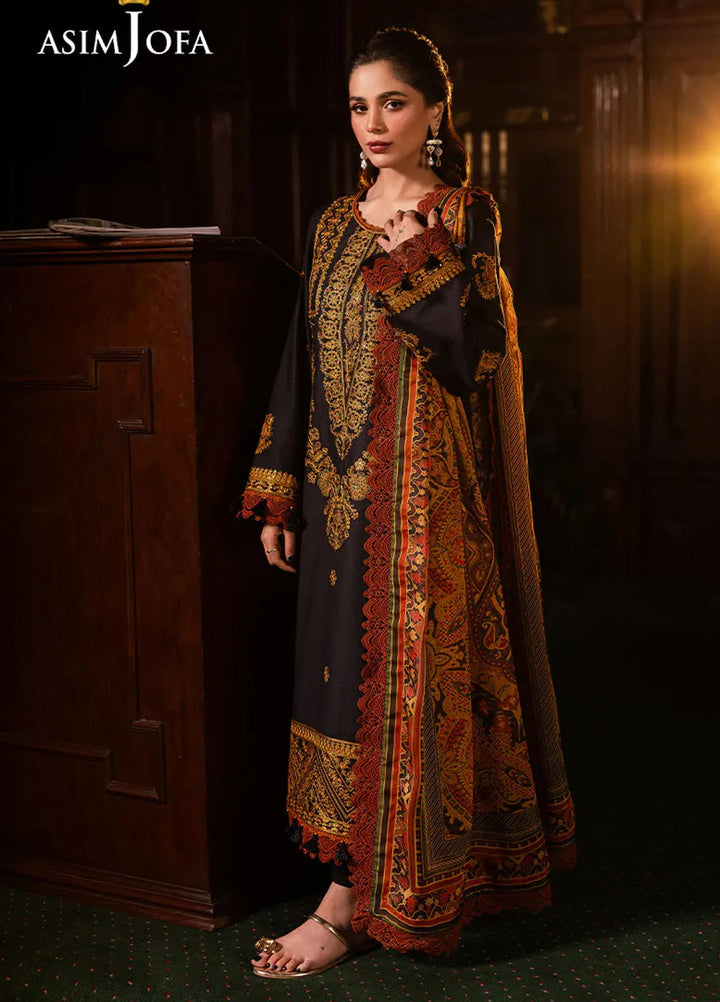 Asim Jofa Embroidered Lawn Suits Unstitched 3 Piece AJ25P5 AJUBJ-12 - Summer Collection