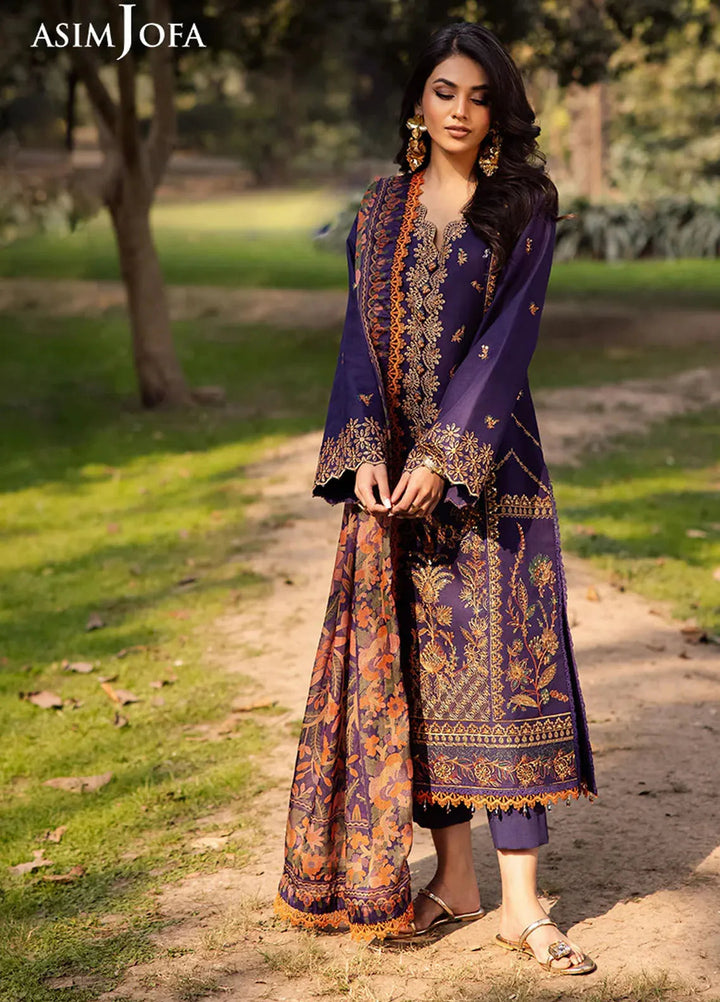 Asim Jofa Embroidered Lawn Suits Unstitched 3 Piece AJ25P5 AJUBJ-15 - Summer Collection