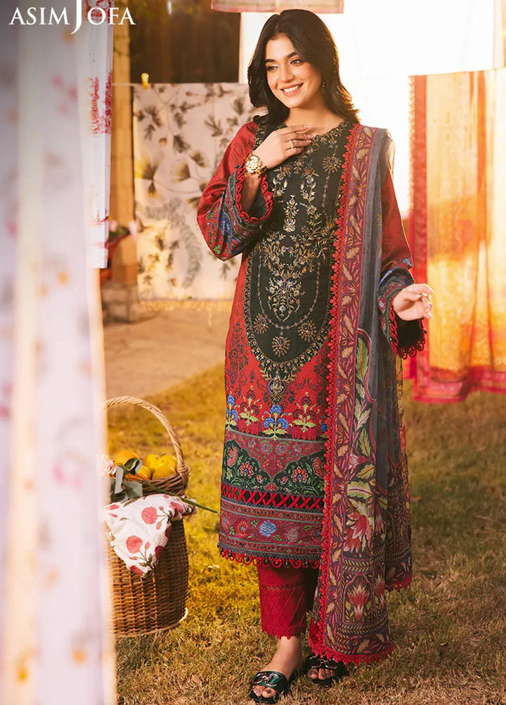Asim Jofa Embroidered Lawn Suits Unstitched 3 Piece AJ25P6 AJUBJ-06 - Summer Collection