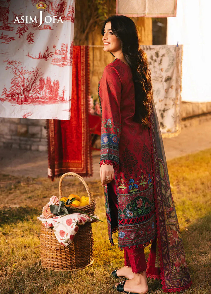 Asim Jofa Embroidered Lawn Suits Unstitched 3 Piece AJ25P6 AJUBJ-06 - Summer Collection