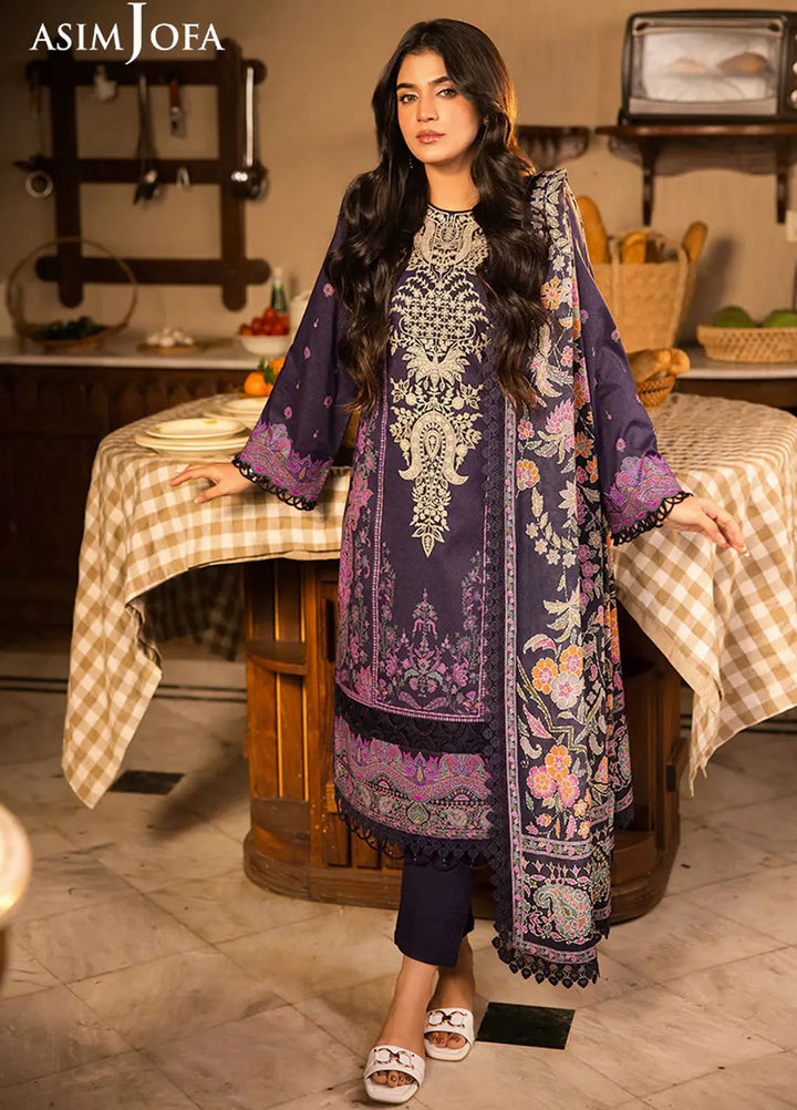 Asim Jofa Embroidered Lawn Suits Unstitched 3 Piece AJ25P6 AJUBJ-07 - Summer Collection