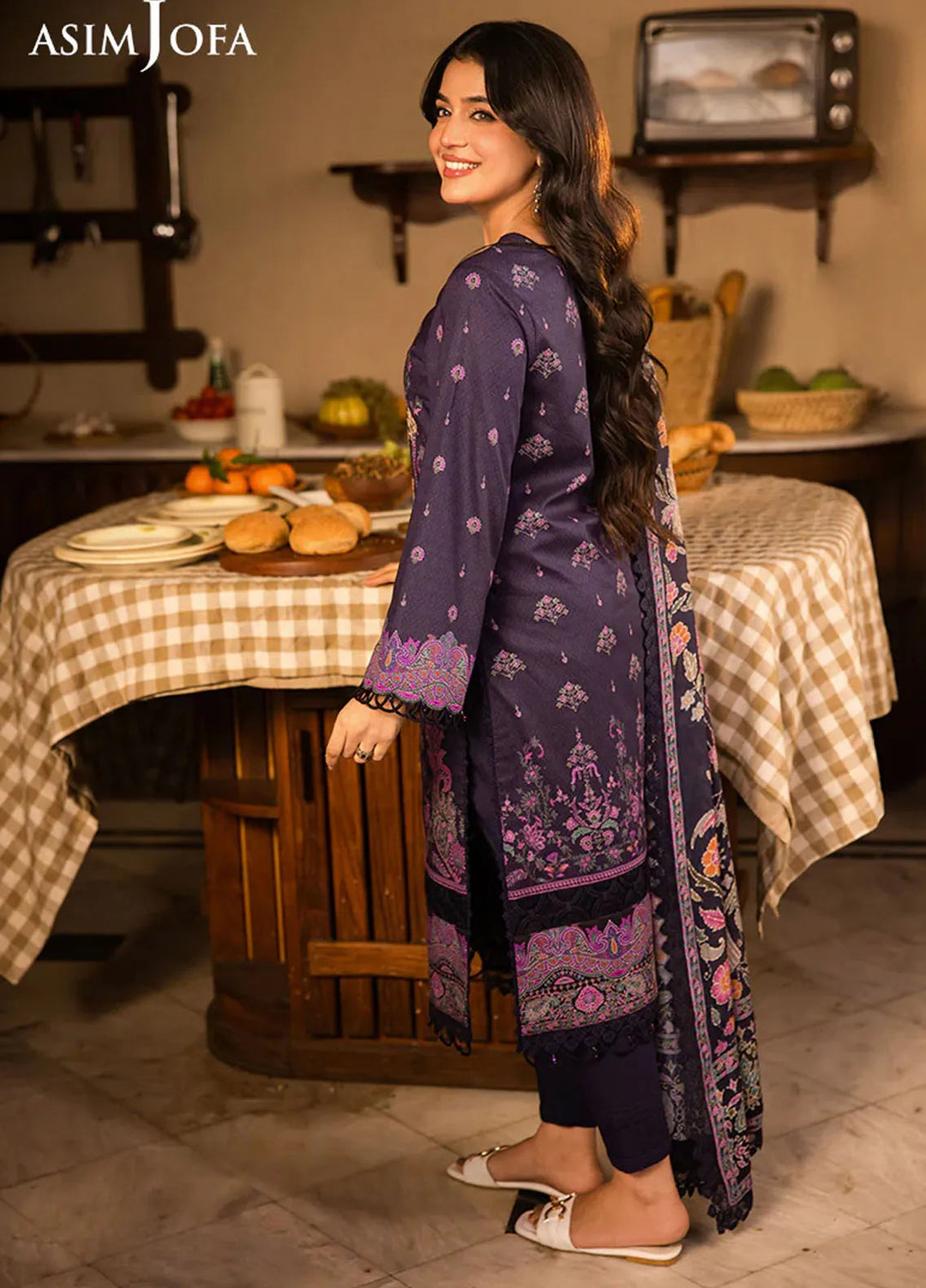 Asim Jofa Embroidered Lawn Suits Unstitched 3 Piece AJ25P6 AJUBJ-07 - Summer Collection