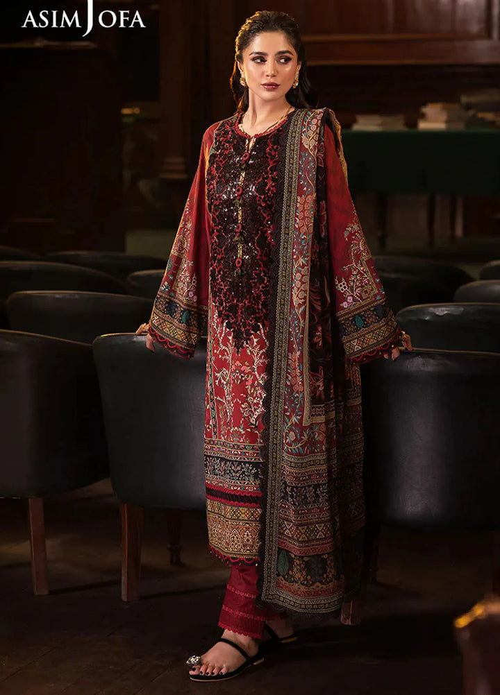 Asim Jofa Embroidered Lawn Suits Unstitched 3 Piece AJ25P6 AJUBJ-09 - Summer Collection