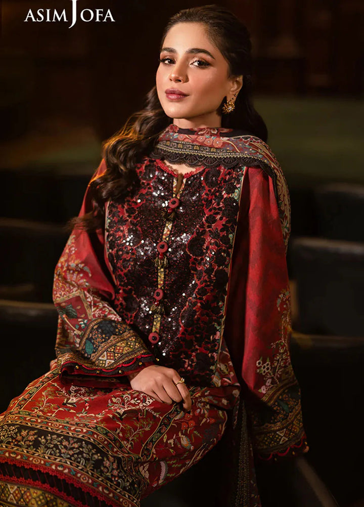 Asim Jofa Embroidered Lawn Suits Unstitched 3 Piece AJ25P6 AJUBJ-09 - Summer Collection