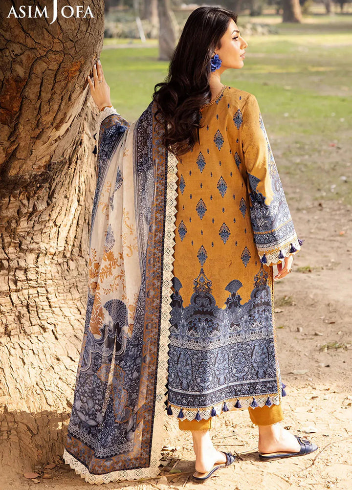 Asim Jofa Embroidered Lawn Suits Unstitched 3 Piece AJ25P6 AJUBJ-10 - Summer Collection