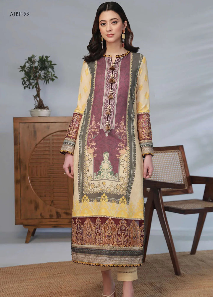 Asim Jofa Embroidered Lawn Unstitched Suit 2 Piece AJ23-P2 AJBP-55 - Summer Collection