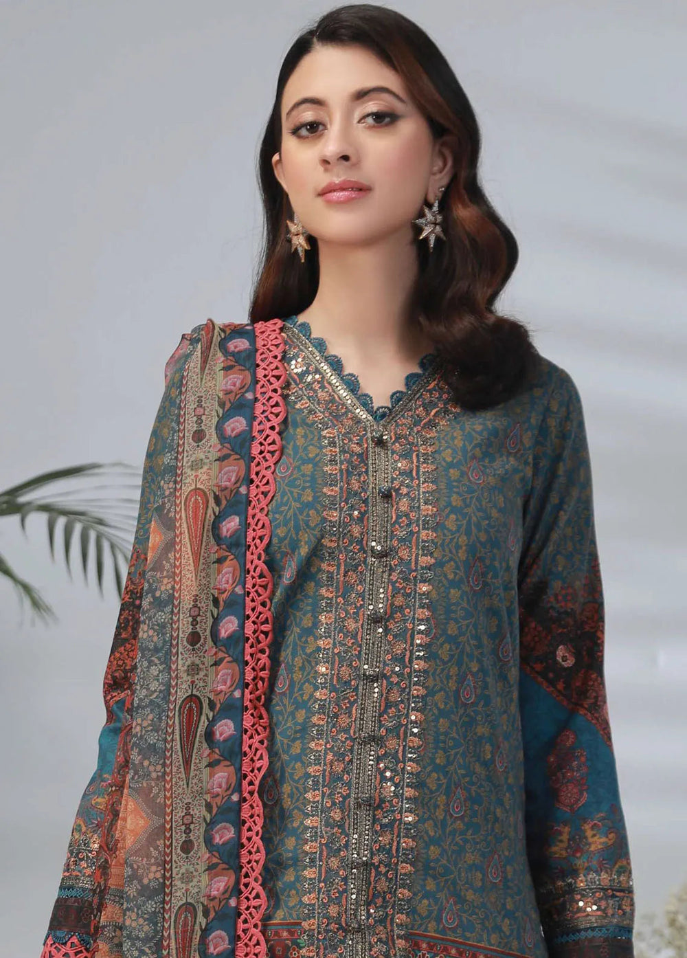 Asim Jofa Embroidered Lawn Unstitched Suit 3 Piece AJ23-P2 AJBP-36 - Summer Collection