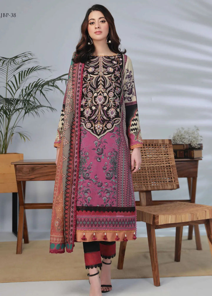 Asim Jofa Embroidered Lawn Unstitched Suit 3 Piece AJ23-P2 AJBP-38 - Summer Collection