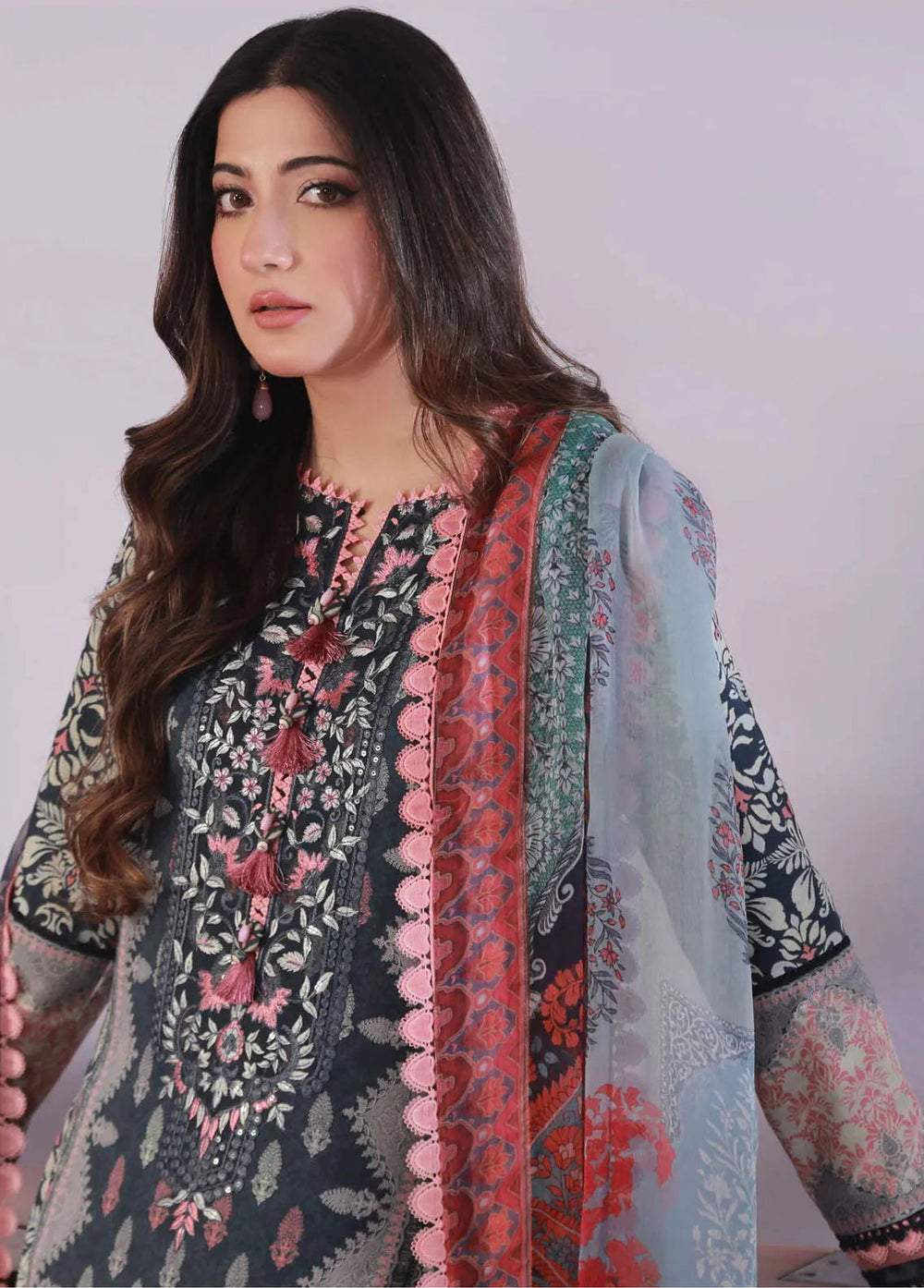 Asim Jofa Embroidered Lawn Unstitched Suit 3 Piece AJ23-P2 AJBP-41 - Summer Collection