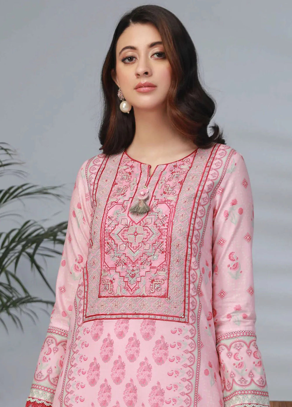 Asim Jofa Embroidered Lawn Unstitched Suit 3 Piece AJ23-P2 AJBP-42 - Summer Collection