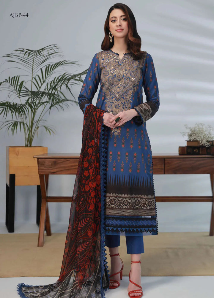 Asim Jofa Embroidered Lawn Unstitched Suit 3 Piece AJ23-P2 AJBP-44 - Summer Collection